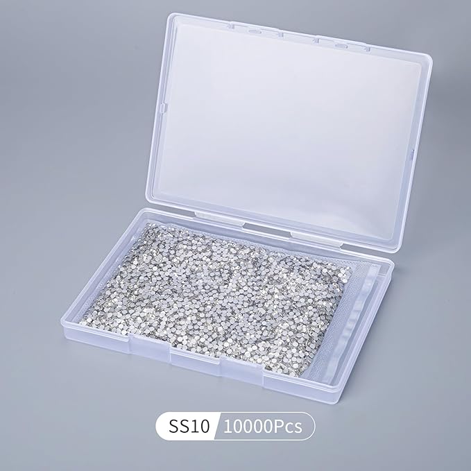 10000PCS Clear Rhinestones Bulk, Flat Back Crystal Glass Stone Round Gems,SS16, 3.8-4.0mm