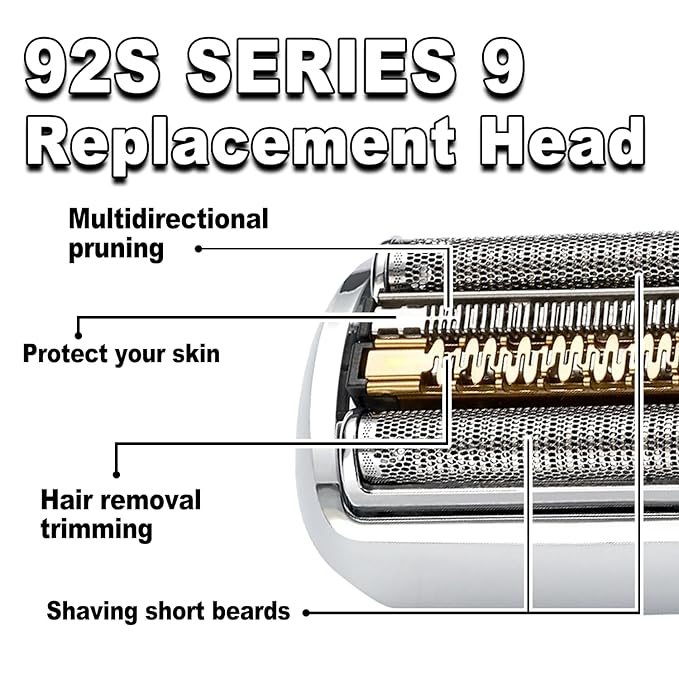 New Series 9 92S Electric Replacement Shaver Head Accessories blade Compatible with Braun Series 9 Foil Shaver Replacement Heads 9290cc 9291cc 9370cc 9293s 9385cc 9390cc 9330s 9296cc