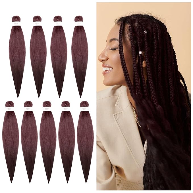 BNG 3X Pre-Stretched Braiding Hair, 28" Professional Itch Free Synthetic Fiber Braids Hair Extensions for Easy Braid, 3 PACKS (9 bundles), (#33 Dark Auburn)