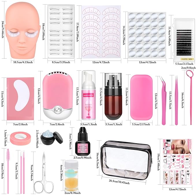 404 Pcs Professional Lash Extension Supplies Kit with Lash Clusters,Lash Fan, Extension Glue,Eyelash Remover,Tweezers, Eyelash Extension Kit for Beginners