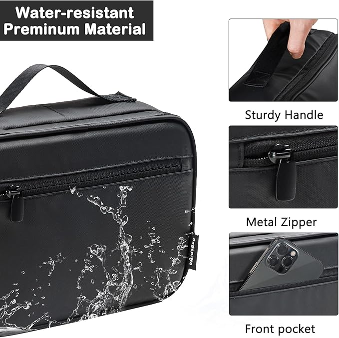 BAGSPRITE Large Hanging Toiletry Bag for Men and Women - Water-Resistant Travel Toiletry Bag - Makeup Cosmetic Bag Travel Organizer for Accessories, Shampoo, Full-size Container
