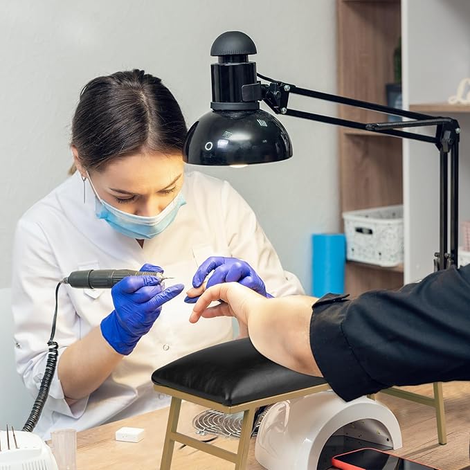 Arm Rest for Nails, Nail Arm Rest for Nail Tech with Microfiber Leather Nail Table Mat, Manicure Hand Rest Stand Nail Art Accessories Tool for Nails Tech(Black)