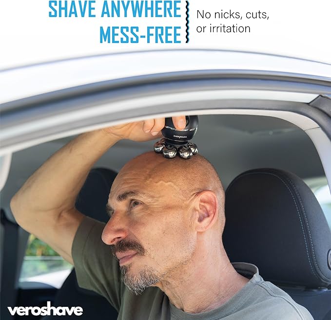 7-Blade Bald Head Shaver for Men - Cordless Hair Shaver for Men Bald, Rechargeable Head Trimmer for Men Bald Head, Mess-Free & Full-Shave Travel-Friendly Grooming Kit with Curved Blades