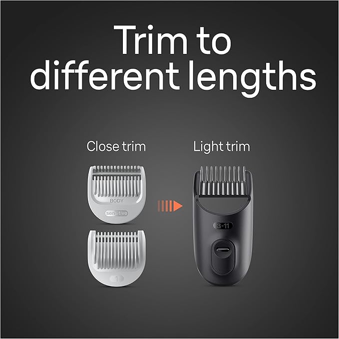 Braun Body Groomer 5 for Men, BG5340, Manscaping Tool, SkinShield Technology, Sensitive Comb, Lifetime Sharp Metal Blade, Body Groomer for Men, Gray/White