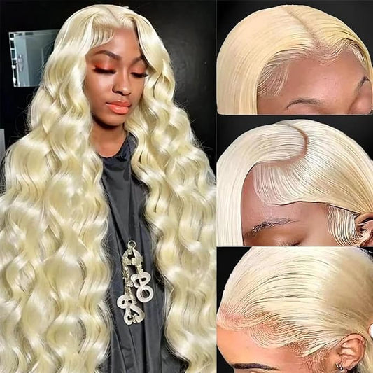613 13x6 Lace Front Wig Human Hair Body Wave Blonde Wig Human Hair 613 HD Lace Frontal Wig Blonde Lace Front Wigs Human Hair 200% Density 22inch