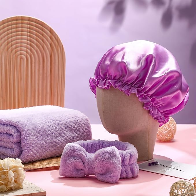 Sawysine 12 Pcs Gift Basket for Women Hair Care Spa Accessories Set Preppy Women's Birthday Mother's Day Gift Stuff(Purple)