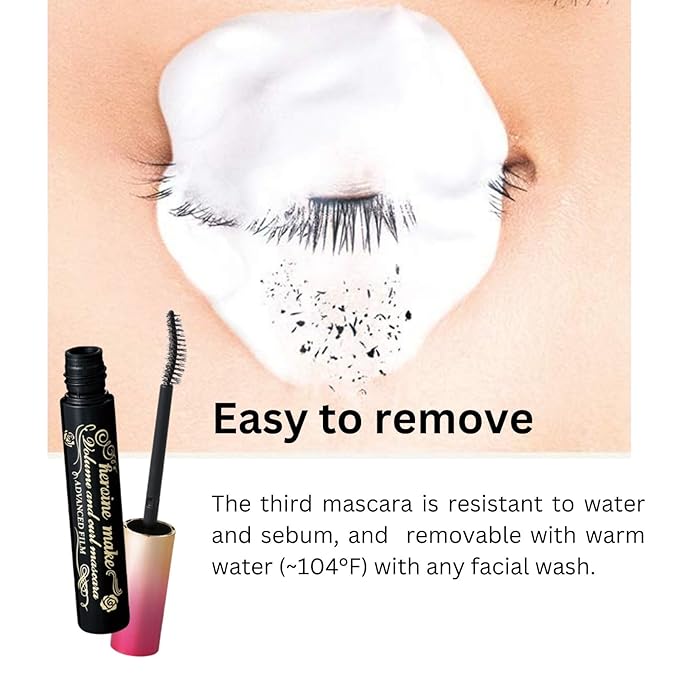 HEROINE MAKE by KISSME Mascara Duo Set | 2 Full-Size - Volumizing Eye Makeup & Curl, Waterproof Long-lasting False Eyelash Effect with Curvy Brush Advanced Film 01 Jet Black