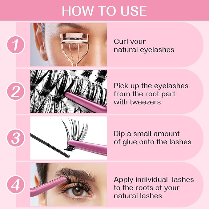 280 Pcs Individual Lashes 30D Mixed Lash Clusters 14 Rows Cluster Lashes that Look Like Eyelash Extensions DIY Lash Extension Self Application At Home (30D-D-14-20mix)