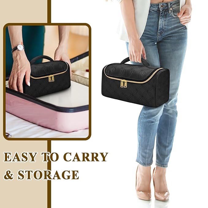 Mancro Travel Storage Case Organizer fit for Dyson Airwrap, Hair Dryer, 4 Curling Barrels, 2 Smoothing Brushes, Volumizing Brush, Lightweight Travel Carrying Case for Hair Curler Accessories, Black