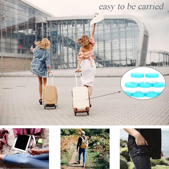 ZEJIA 5 Gram Sample Containers with Lids, Mini Makeup Containers, Empty Plastic Travel Cosmetic Containers with Labels(100 Count, Blue Lid)