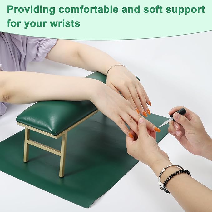 VOCOSTE 1 Set Arm Rest for Nails Tech, Non-Slip Nail Arm Rest, Manicure Hand Rest with Nail Table Mat, Hand Rest for Nails Tech, Nail Hand Rest, Green