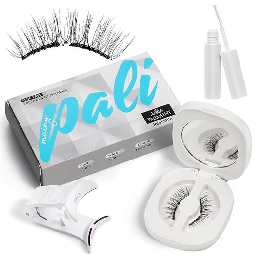 SOFT MAGNETIC EYELASHES with Applicator and Setting Gel，Magnetic Eyelashes with Natural Look，Reusable， No Glue Needed, Easy to Apply，Waterproof, Lightweight, Suit for Natural Makeup