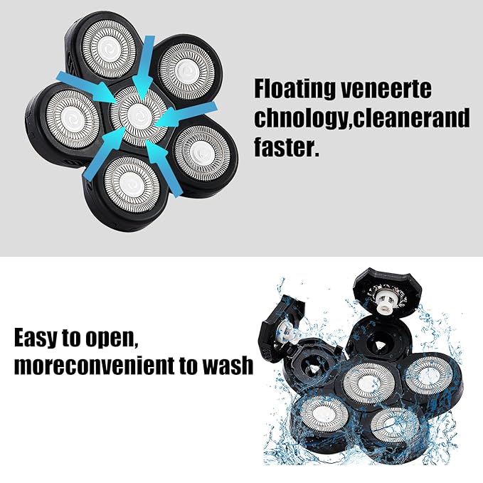 6 Head Shaver Replacement Razor Heads for Many Brands Bald Men's Electric Foil Shaver Replacement,Universal Shaver Replacement Blades for Electric Razor for Men Bald and Face,3Pack