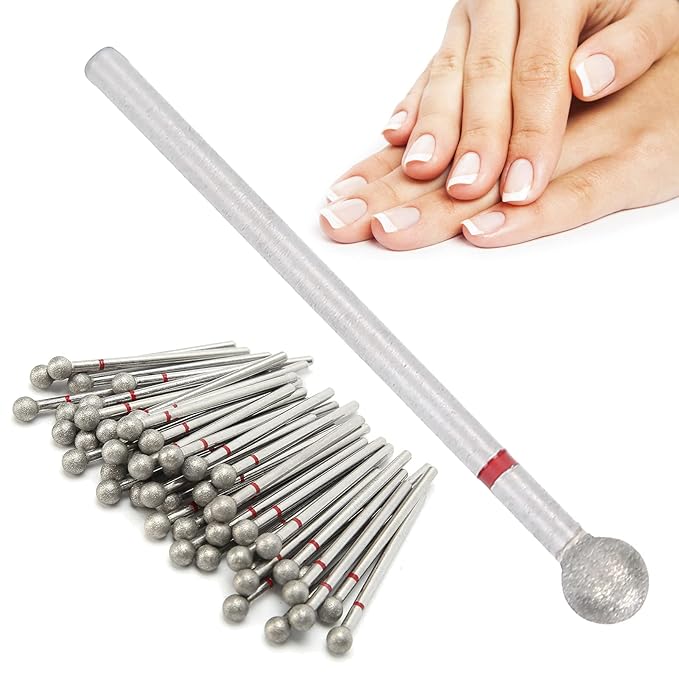 Nail Drill Bits, 50pcs Spherical Nail Drill Bits Set Dead Skin Removal Nail File Bits Grinding Head Accessory for Acrylic Gel Nails Cuticle Manicure Pedicure(5.0mm)
