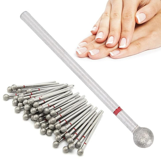 Nail Drill Bits, 50pcs Spherical Nail Drill Bits Set Dead Skin Removal Nail File Bits Grinding Head Accessory for Acrylic Gel Nails Cuticle Manicure Pedicure(5.0mm)