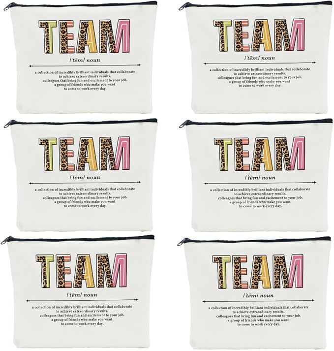 6 PCS Team Gifts for Employees Makeup Bag Team Appreciation Gifts for Employees Coworker Employee Gifts for Women Females Coworker Staff Her Retirement Christmas Cosmetic Bag Travel Toiletry Bag