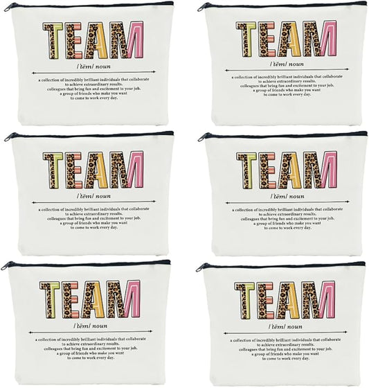 6 PCS Team Gifts for Employees Makeup Bag Team Appreciation Gifts for Employees Coworker Employee Gifts for Women Females Coworker Staff Her Retirement Christmas Cosmetic Bag Travel Toiletry Bag