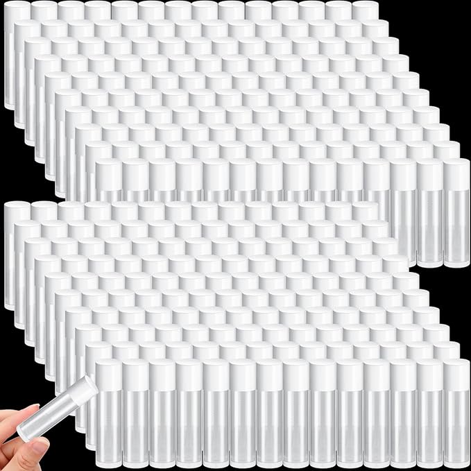 Nuanchu 500 Pcs 0.19 oz/ 5.5 ml Empty Lip Balm Tubes Round PVC Lip Gloss Tubes with Caps Lightweight Clear Balm Containers Refillable for Homemade DIY