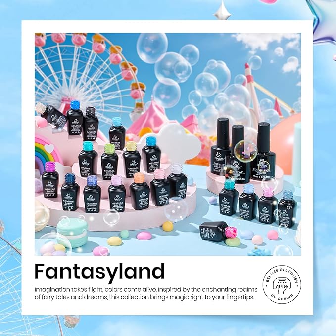 Beetles Gel Nail Polish Set- 23Pcs Summer Color Gel Polish with Base Gel Top Coat Bright Colors, Gel Polish Kit Blue Pink Purple Orange Green Glitter Soak Off Uv Led Trendy Rainbow Nail Art