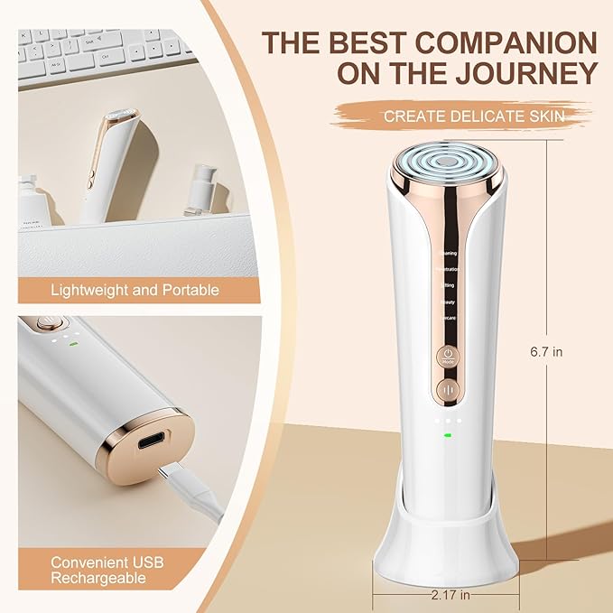 Texet Microcurrent Facial Device, 5-in-1 Skin Tightening Device,Home Use Facial Massager for Lifting, Toning, Wrinkle Reduction White7