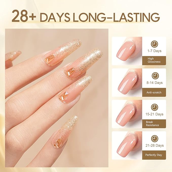 Saviland Poly Nail Gel Kit 7 Colors Glitter Red Nudes Poly Nail Extension Gel Kit Builder Nail Gel Poly Gel Nail Enhancement Manicure Kit for Professional and Starter