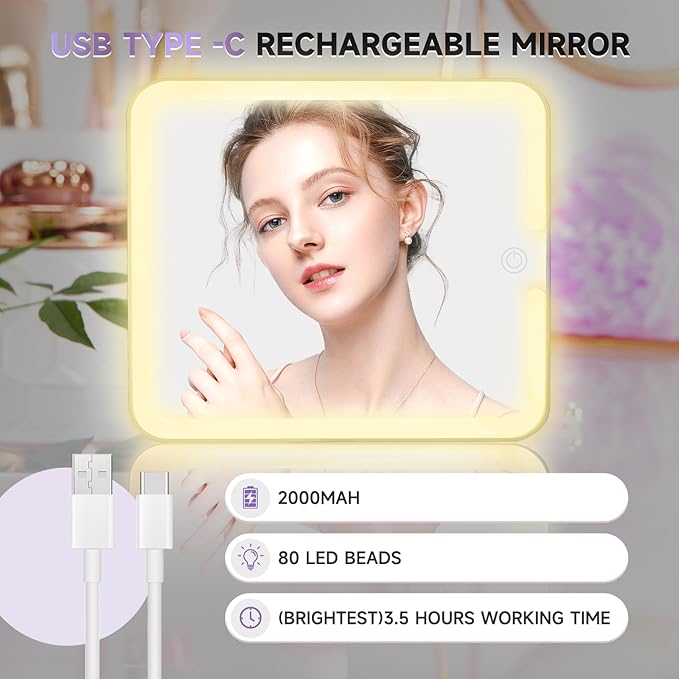 Leeora&Leekoo Makeup Box with LED Mirror & Aluminum Frame, Compact Multi-Layer Cosmetic Organizer - Portable ABS Travel Train Case for Makeup Storage(Gift for Girlfriend/Daughter) (Black)