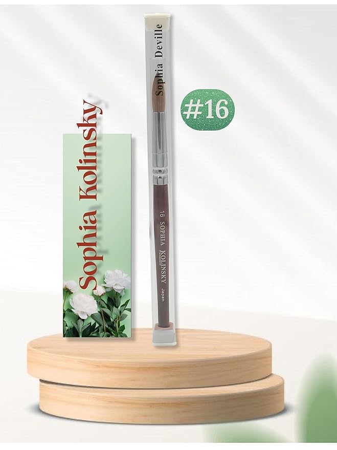 Acrylic Nail Brush Pure Kolinsky Hair Round Shape Redwood handle Size #6 to #22 Pick Your Size (SIZE #16)