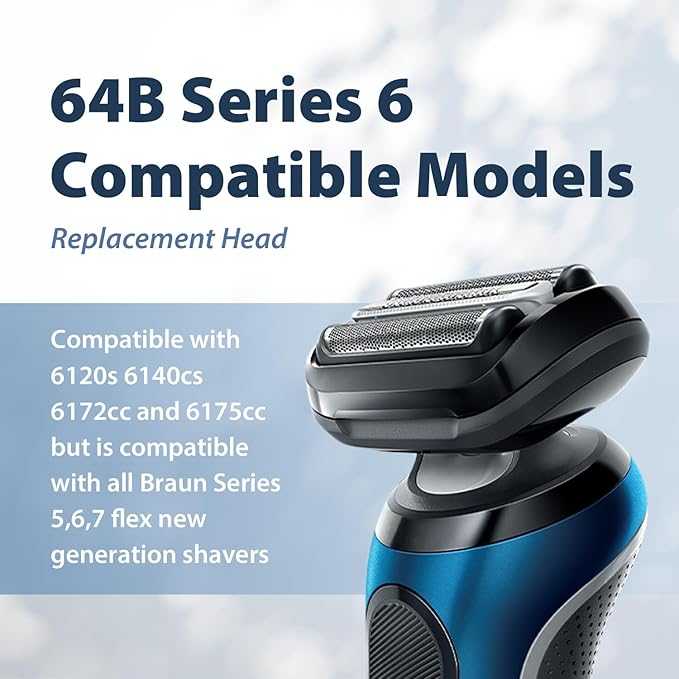64B Replacement Shaver heads Compatible with Braun Series 6 Replacement Head,suitable for 6120s, 6140cs, 6172cc, and 6175cc
