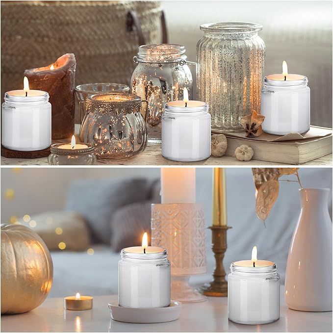 Norme 12 Pcs Glass Jars with Lids Empty Small Glass Containers and Inner Liners Reusable Cosmetic Jars Round Airtight Bottles with Plastic Woodgrain Lids for Travel (4oz)