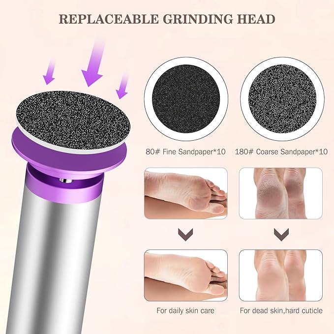 Electric Foot Callus Remover with Nano-Glass Head, 2000mAh Portable Electric Foot File with Upgraded Powerful Metal Gear Motor, Premium Aluminum Electric Callus Remover for Feet, Gifts for Men Women