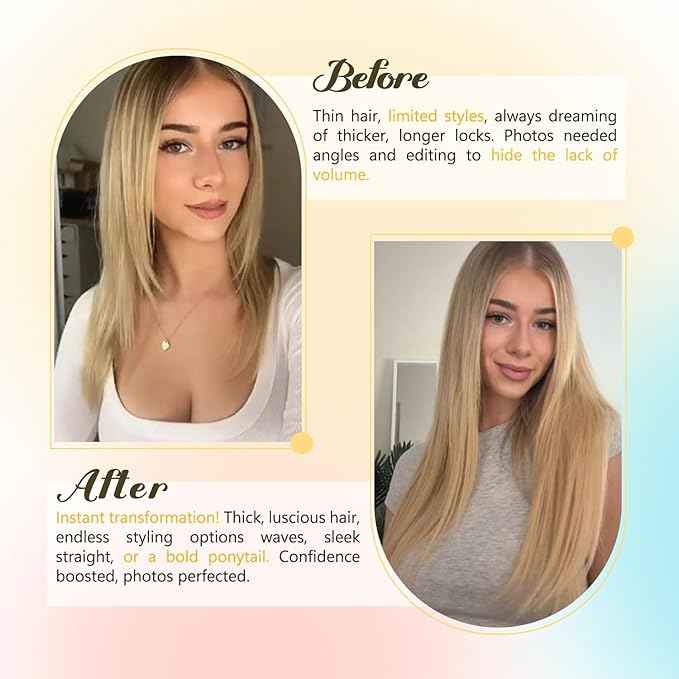 Clip in Hair Extensions Platinum Blonde Hair for women 75g Real Human Hair 15 Inch #60 Soft and Smooth Remy Hair Extensions Clip ins