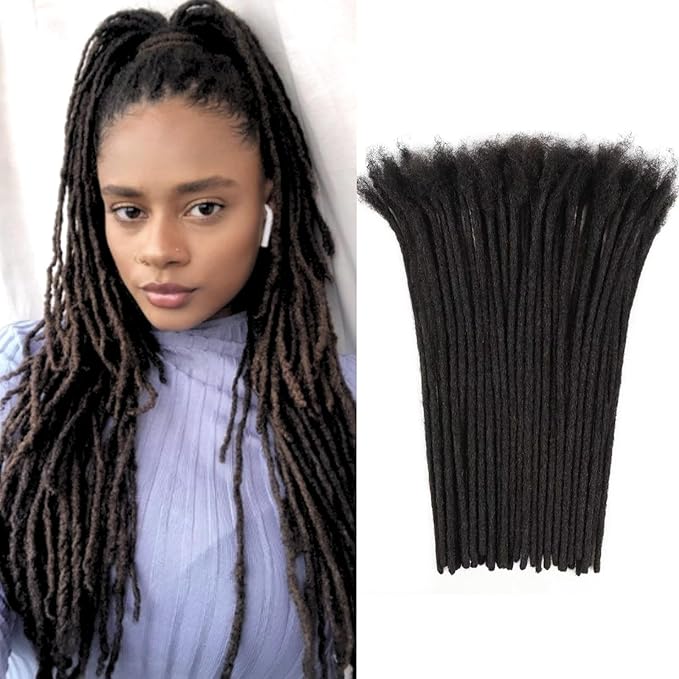 14Inch 30 Strands 0.4cm Thickness Loc Extension Human Hair 100% Full Handmade Permanent Dreadlock Extensions Real Human Hair For Woman Man Kids Can Be Dyed Bleached Curled, (Natural Black)