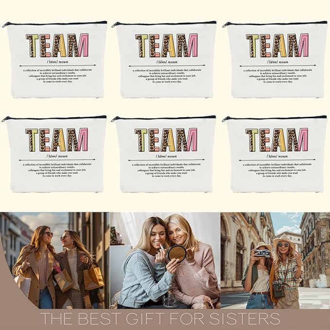 6 PCS Team Gifts for Employees Makeup Bag Team Appreciation Gifts for Employees Coworker Employee Gifts for Women Females Coworker Staff Her Retirement Christmas Cosmetic Bag Travel Toiletry Bag