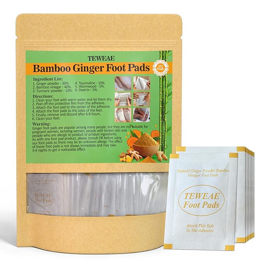 122 Pads Ginger Foot Pads -with Pure Natural Turmeric & Ginger, Wormwood, Bamboo Vinegar, Bigger Adhesive Pad Ginger Foot Pads
