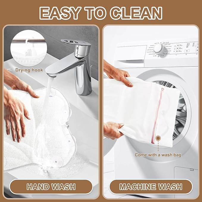 Bath Pillow for Tub, Bathtub Pillow for Head, Neck, Shoulder and Back Support, Ergonomic Luxury Bath Pillow for Bathtub, 6 Strong Suction Cups and Hook, Bathroom Accessories, White