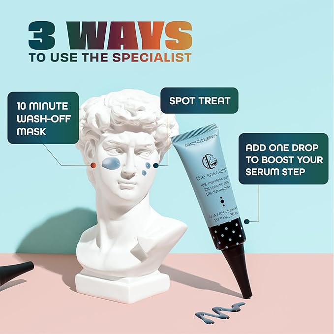 Chemist Confessions The Specialist Blackhead Exfoliation AHA/BHA Treatment Scrub & Mask, 18% Mandelic Acid, 2% Salicylic Acid, and 5% Niacinamide, Clears Blackheads & Unclogs Pores - 1 Fl oz