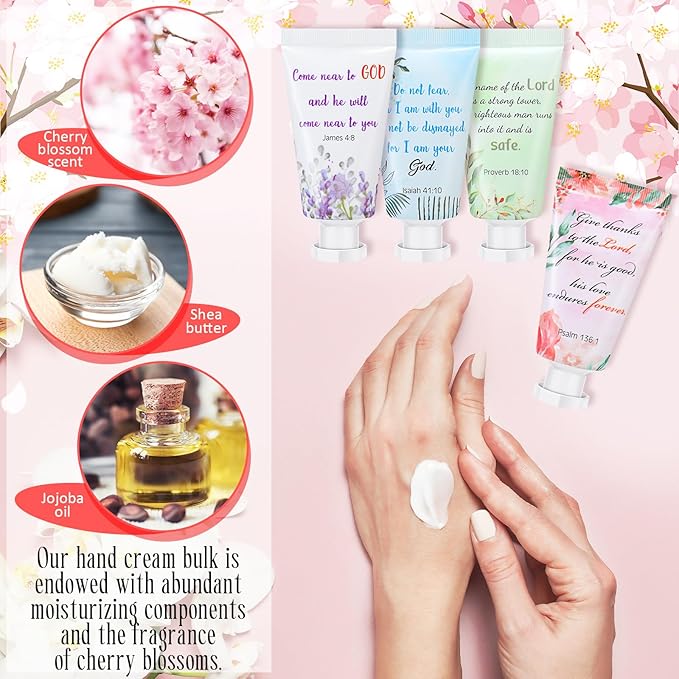 Landhoow 36 Pack Christian Hand Cream Bulk for Women Bible Travel Hand Lotion Set Graduation Religious Bible Verse Gift Set for Church Mother's Day Nurse Teacher Wedding Homeless