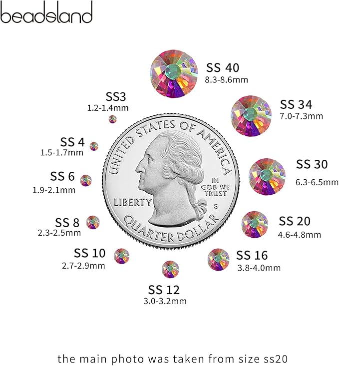 Beadsland Hotfix Rhinestones Bulk, 14400PCS Crystal Hot Fix Rhinestones for Crafts Clothes DIY Decoration, Crystal AB, SS10, 2.7-2.9mm