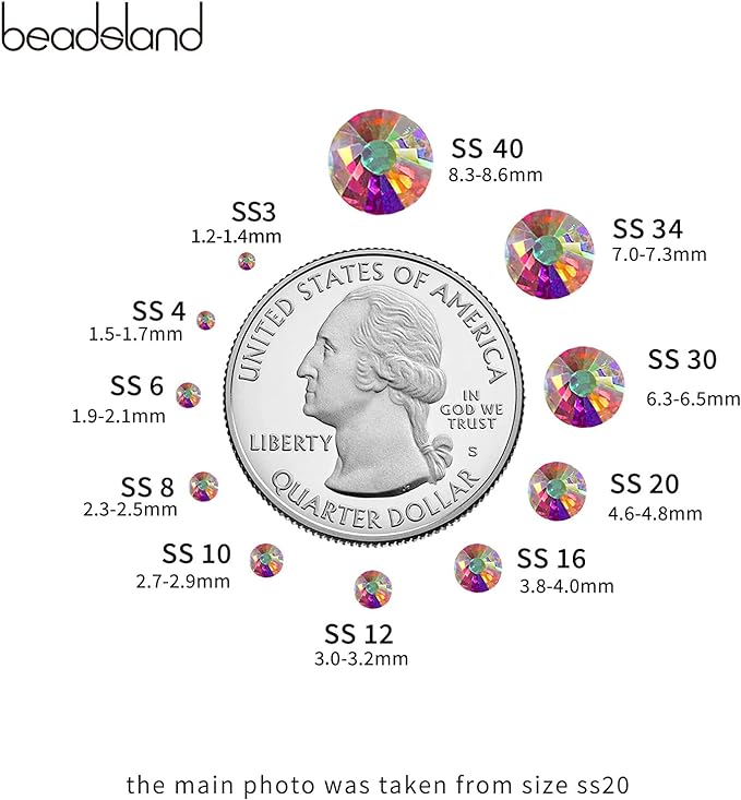 BEADSLAND Hotfix Rhinestones Bulk, 14400PCS Crystal Hot Fix Rhinestones for Crafts Clothes DIY Decoration, Crystal AB, SS16, 3.8-4.0mm