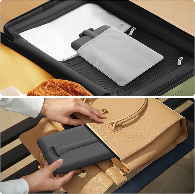 Benbilry Foldable Travel Makeup Mirror with Lights and 20X Magnification, Rechargeable Tabletop LED Vanity Mirror with Adjustable Stand, 3-Colored Dimmable Lighting, Portable Cosmetic Mirror, Black