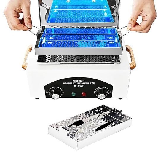 High Temperature Metal Tool Cleaning Box with Timer 110V 300W 1.5L Dry Heat Cabinet with Adjustable Temperature and Handle for Beauty SPA Salon Barber Metal Equipment Cleaning