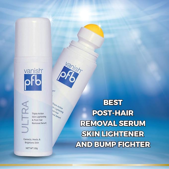 PFB Vanish Ultra with Chromabright & Shitake Mushroom, Triple Action Dark Spot Remover, Ingrown Hair & Razor Bump Stopper, Roll-On Skin Care Treatment, 93g – New Formula