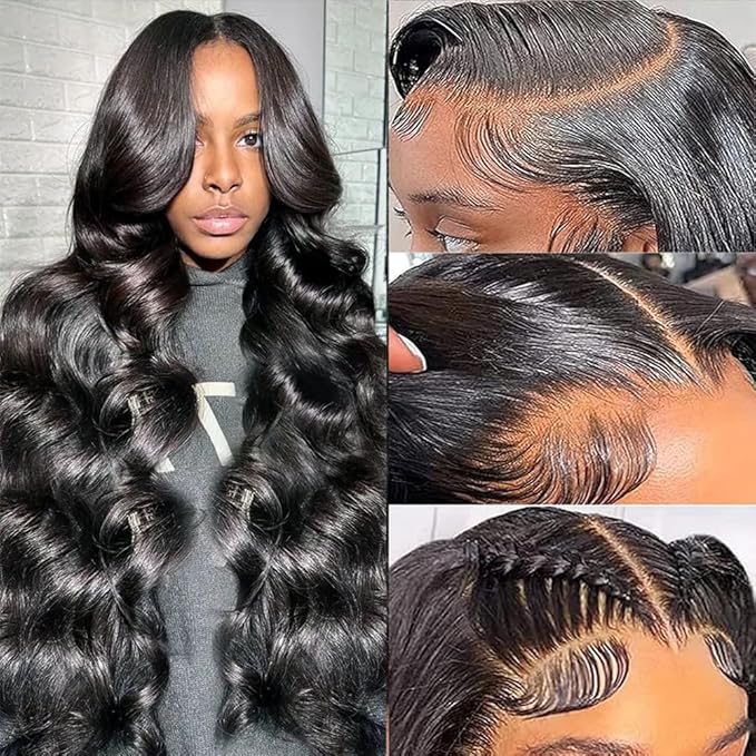 13x6 Lace Front Wigs Human Hair 180% Density Body Wave Lace Front Wigs Human Hair 20 Inch HD Transparent Lace Frontal Wigs Human Hair Glueless Human Hair Wigs for Women Natural Black Color