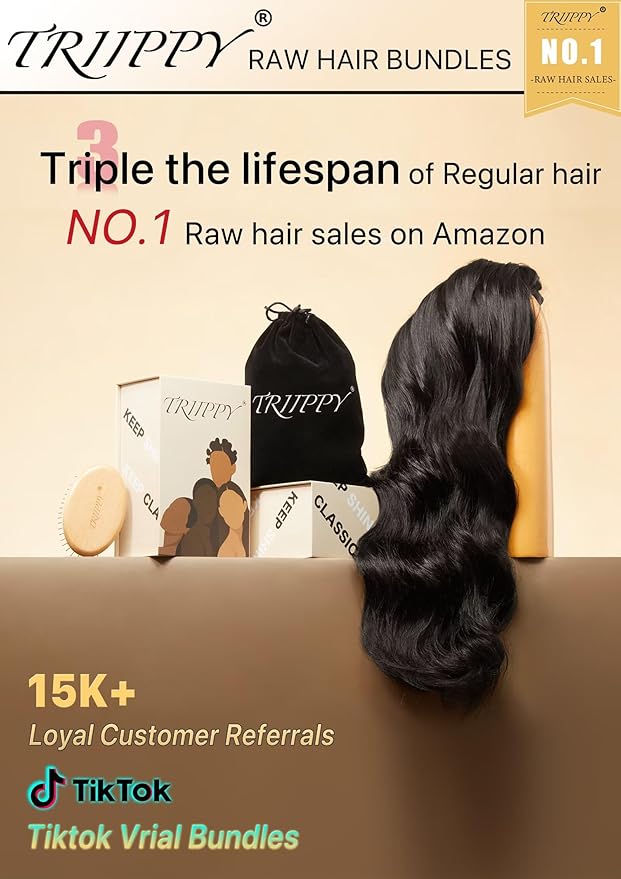 TRIIPPY Raw Cambodian Human Hair Single Bundles,Body Wave Bundles Human Hair,Triple Lifespan Than Regular Virgin Hair,The Same Quality As Boutique Stores,No.1 Raw Hair Brand On Amazon(30 Inch)