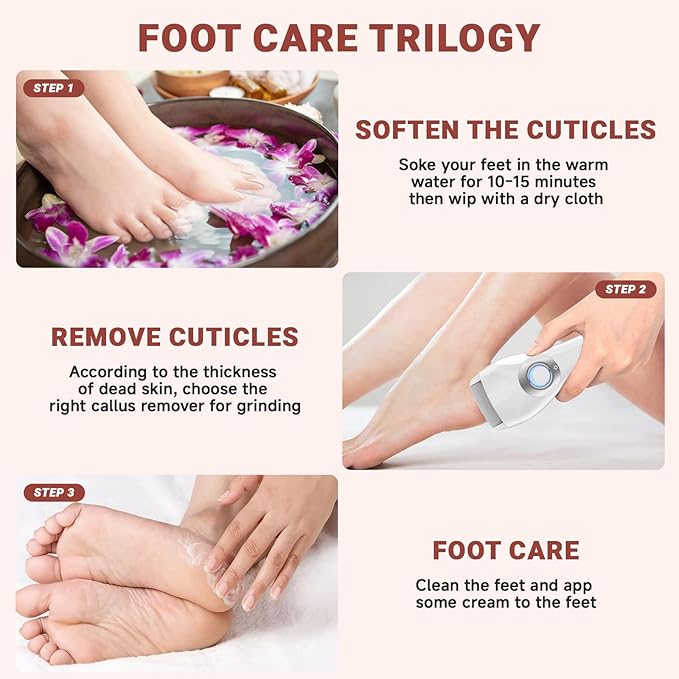 Upgraded Rechargeable Foot Callus Remover, Professional Electric Foot File, 10 in 1 Pedicure Tools Foot Care Kit Pedi Feet Care for Dead, Hard Cracked Dry Skin Ideal Gift (White)