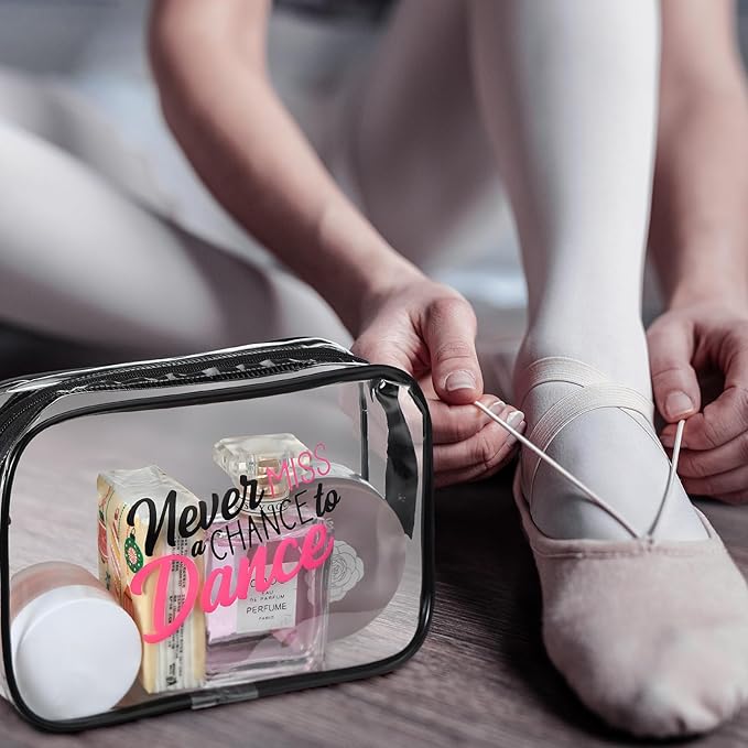 Abbylike 12 Pcs 7 x 4.7 x 2.4'' Cosmetic Bag Gifts Accessories for Makeup Bags Clear PVC Cheer Case Toiletry Zipper Pouch for Women Christmas Xmas (Dance Theme)