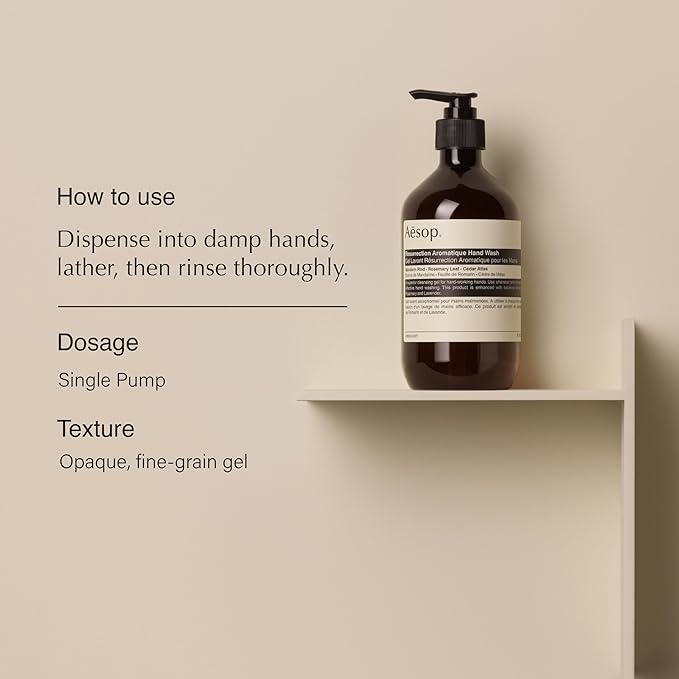 Aesop Resurrection Aromatique Hand Wash + Hand Balm Set | Cleansing, Skin Softening, Hydrating | 16.9 oz + 2.6 oz