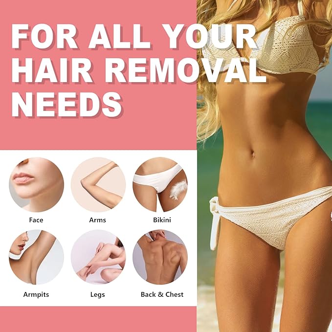 Wax Beads, 2.4lb Unscented Waxing Beads for Sensitive Skin, Brazilian Waxing, Body, Bikini, Back, Leg, Underarms, Facial, Coarse Hair Removal, at Home Refill Natural Wax beans for Women Men