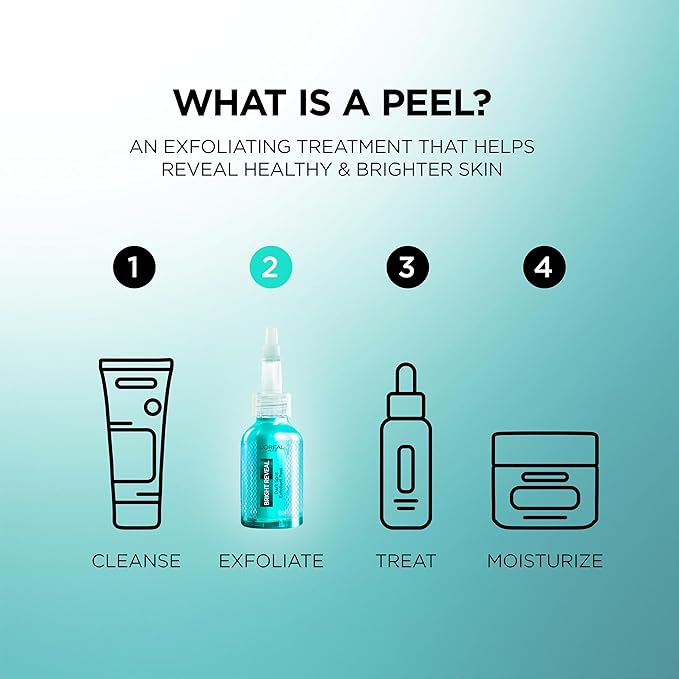 L'Oreal Paris Bright Reveal Dark Spot Exfoliant Peel, 25% AHA BHA PHA Face Exfoliator Solution, Gentle Skincare to Visibly Reduce Dark Spots and Renew Skin Texture, Includes SPF Lotion Sample