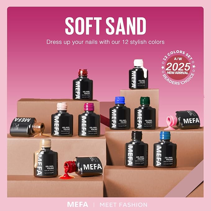 MEFA Glitter Gel Nail Polish Set, 23 Pcs Burgundy Red Green Gel Polish Set Pink Glitter Gold Nail Polish Blue Gold Sparkle Nail Polish Gel Manicure Soak Off Salon Gifts for Women